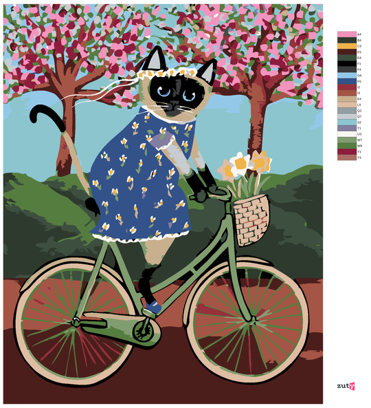 Paint by Numbers - CAT ON A BICYCLE