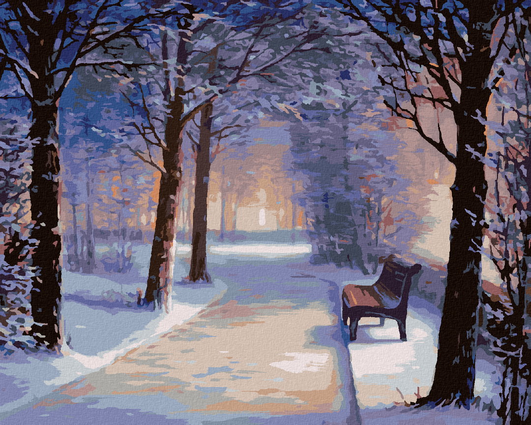 Paint by Numbers - BENCH IN A SNOW-COVERED PARK