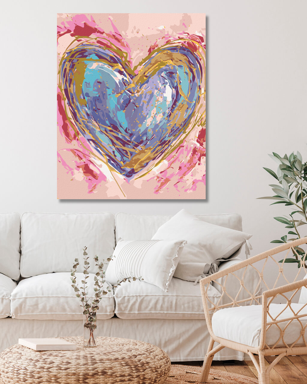 Pintura por números - CORAZÓN PÚRPURA SOBRE FONDO ROSA (HALEY BUSH)