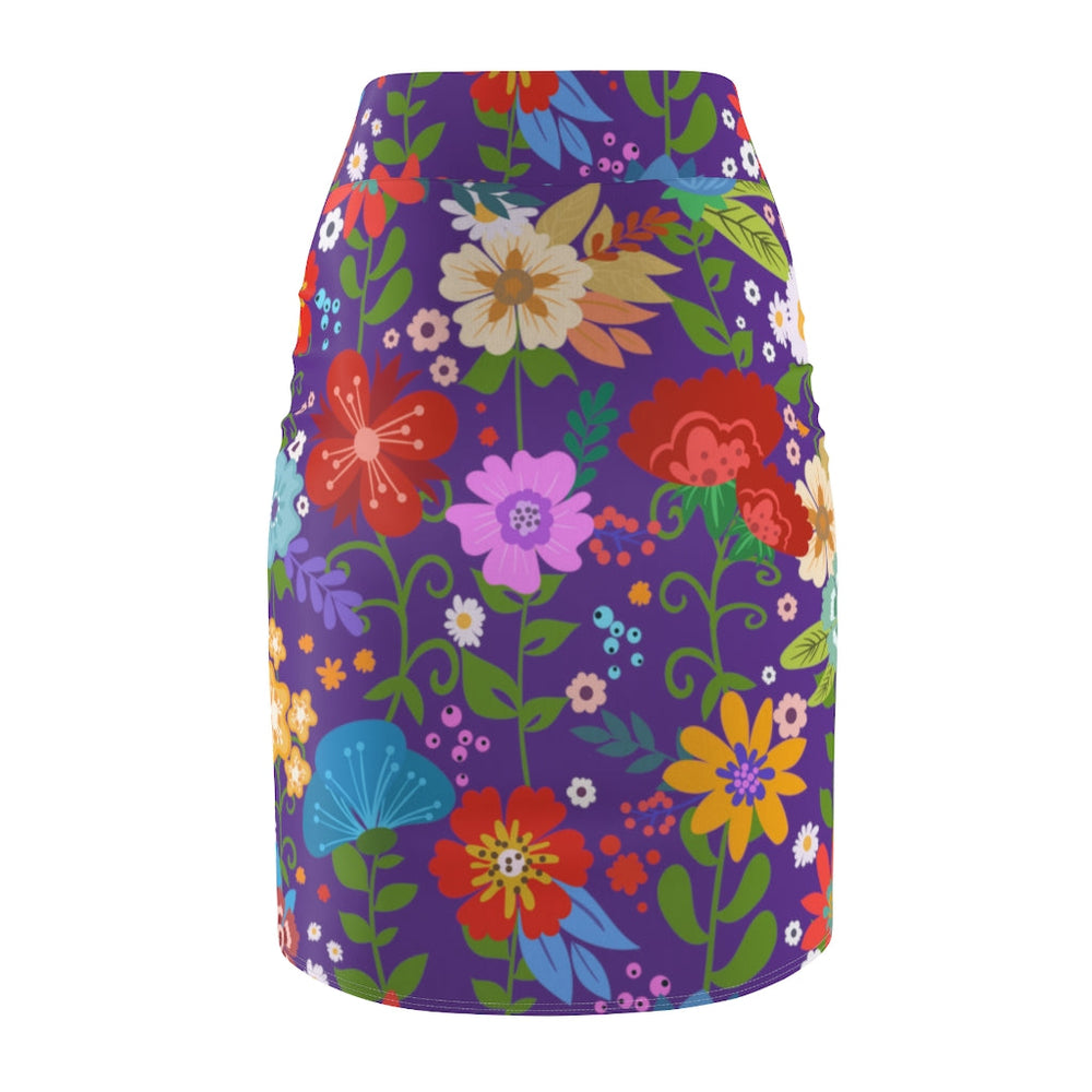 Womens Pencil Skirt, High Waist Stretch, Multicolor Floral Print,