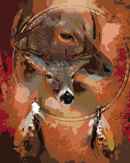 Zuty - Paint by Numbers - DEER AND A DREAMCATCHER (CAROL CAVALARIS),