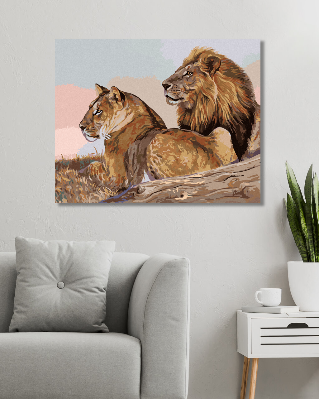 Zuty - Paint by Numbers - LION AND LIONESS (AL AGNEW), 40x50 cm