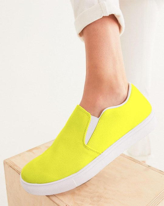 Womens Sneakers - Yellow Canvas Sports Shoes / Slip-on