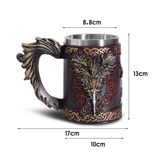 Viking Pirate Beer Cup Water Cup Stainless Steel Cup Resin Craft Decoration