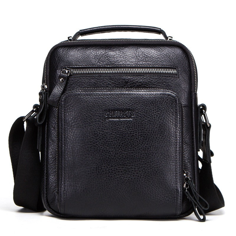 Bolso cruzado Retro de piel de vaca Crazy Horse para hombre, bolso de hombro de mano de cuero de doble uso informal multifuncional para hombre