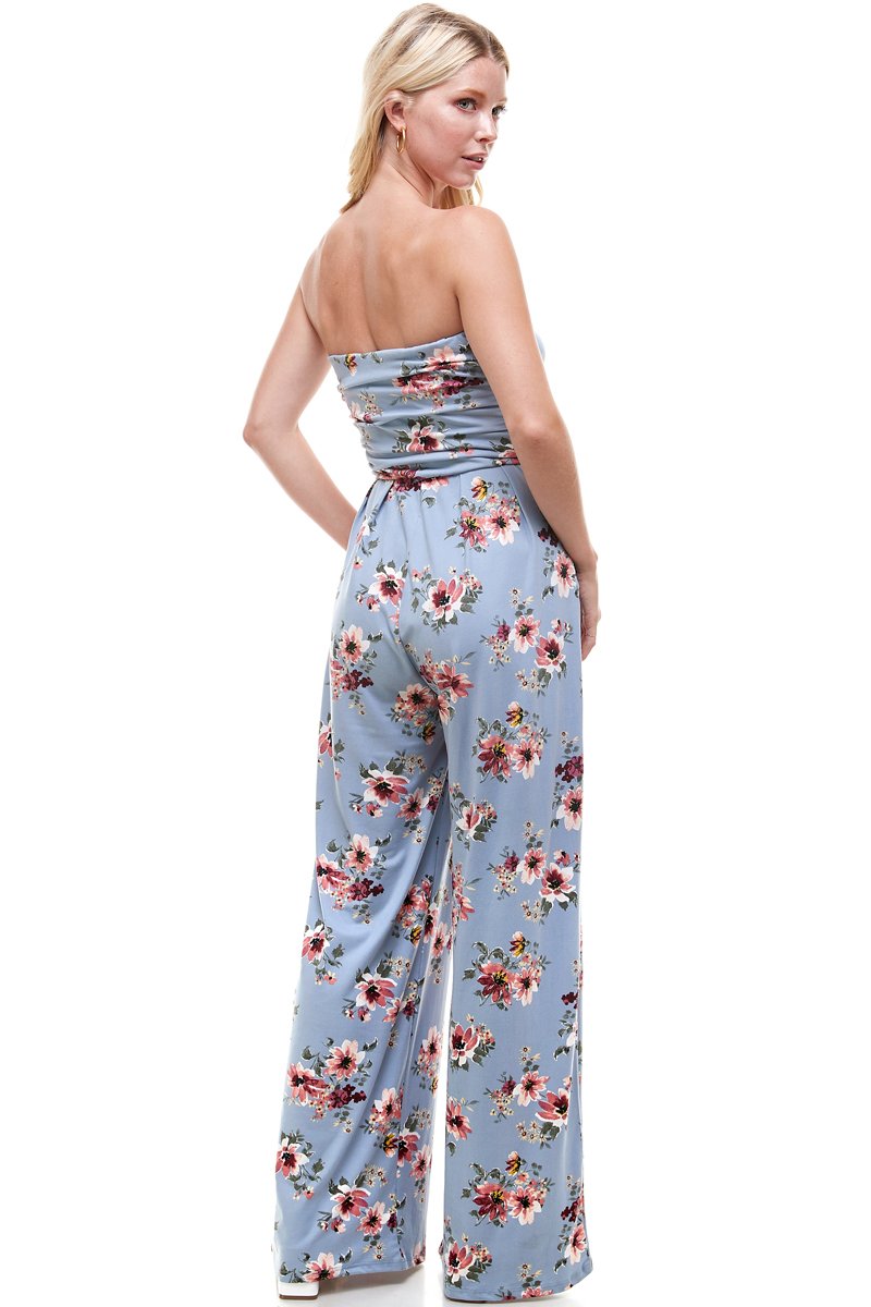 Women Floral Strapless Jumpsuit