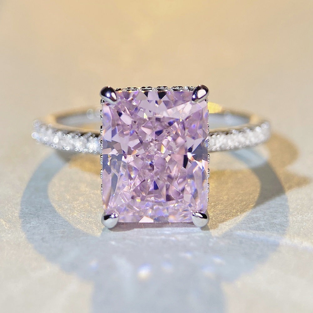 S925 sterling silver pink diamond high carbon diamond ring for women zircon