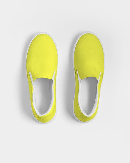 Womens Sneakers - Yellow Canvas Sports Shoes / Slip-on