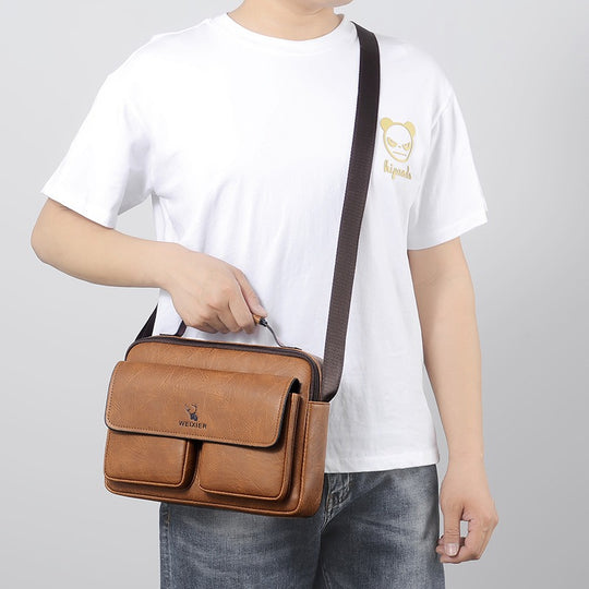 Men's Business Satchel Single Shoulder Bag Cross Body Large Capacity Single Shoulder Leisure Bag Messenger Bag