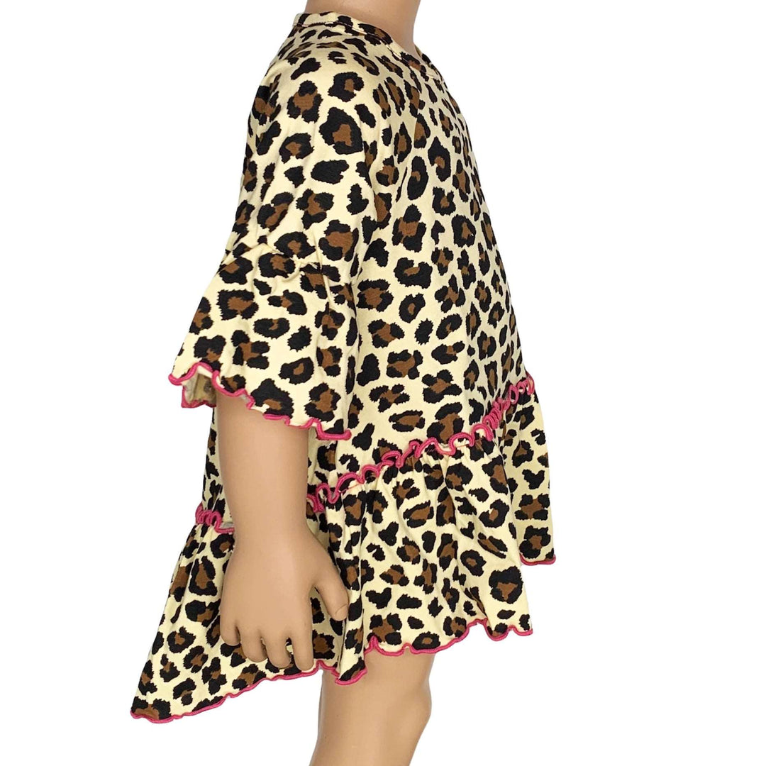 AnnLoren Little & Big Girls 3/4 Angel Sleeve Leopard Cotton Knit