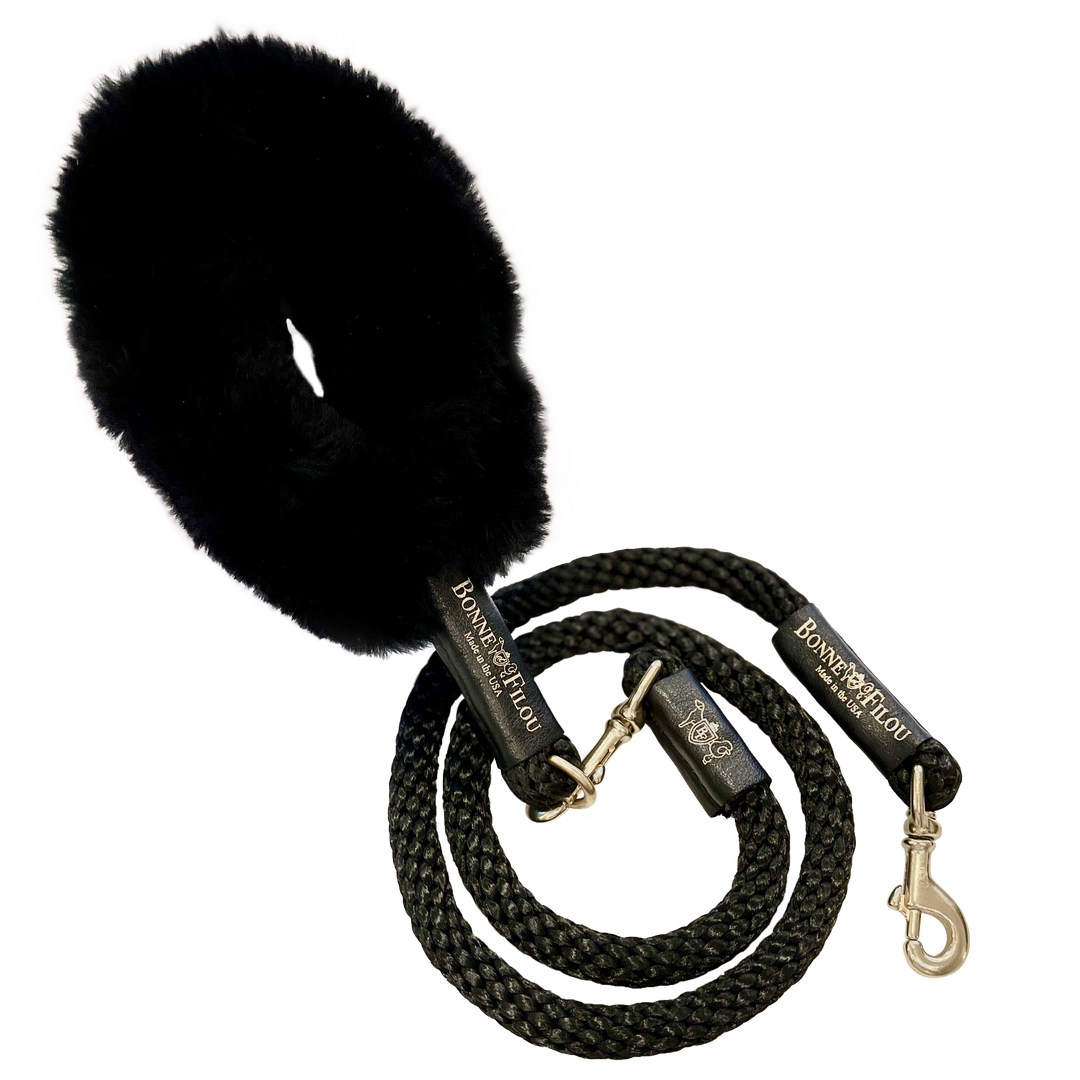 Bundle Shearling Fur Grip + Rope Leash for Dogs