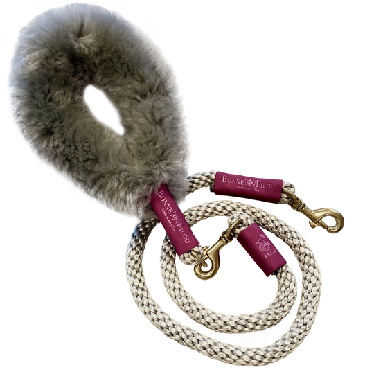 Bundle Shearling Fur Grip + Rope Leash for Dogs