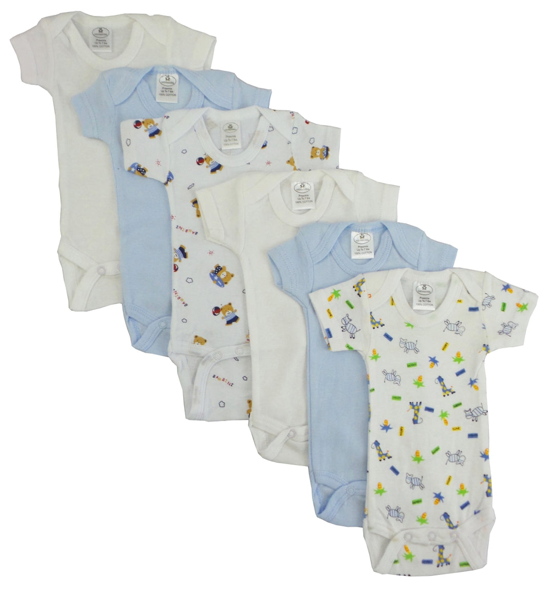 Bambini CS-004NB-004NB Jungen Kurzarm mit Aufdruck, Weiß und Blau