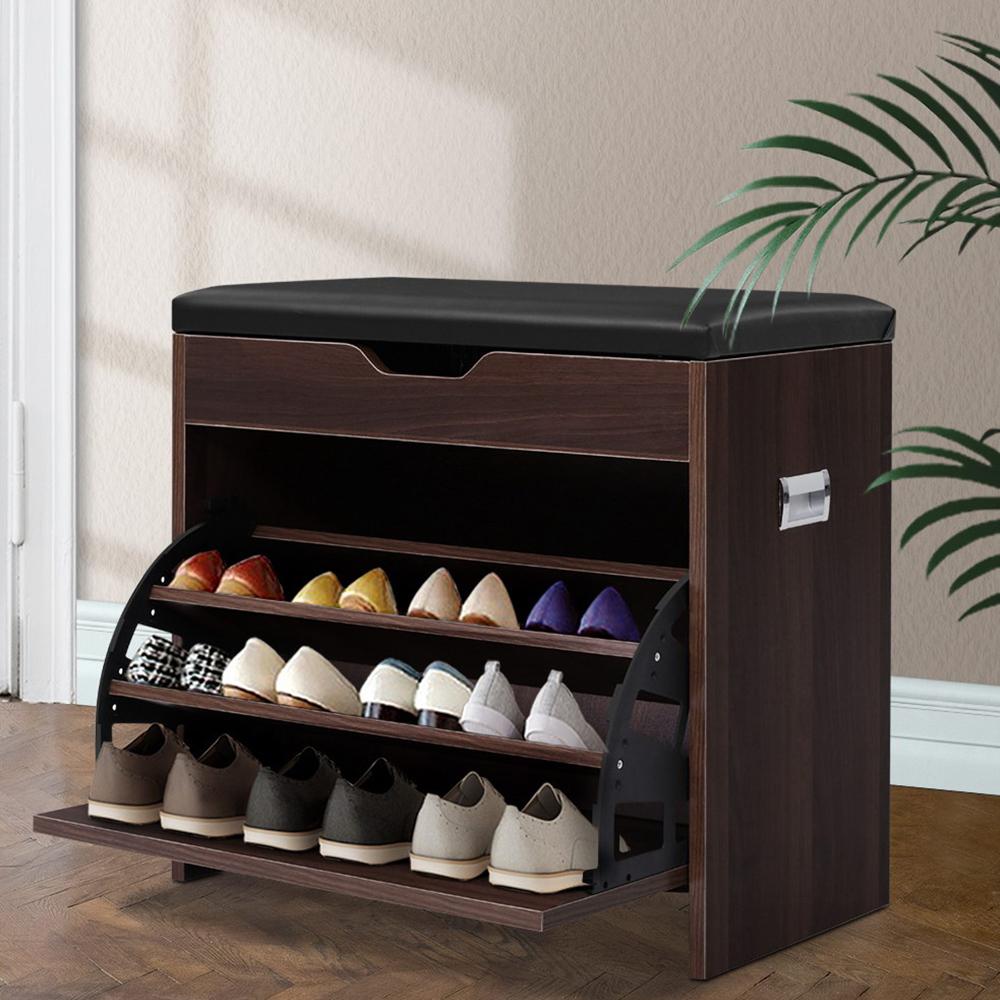 Artiss Shoe Cabinet Bench Shoes Organiser Storage Rack Wooden Cupboard