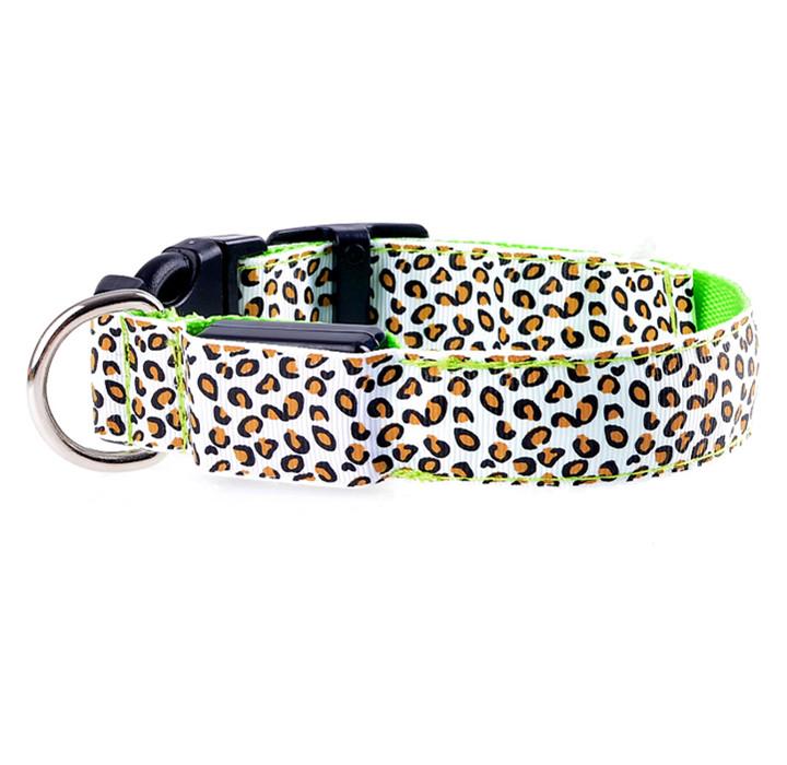 Collar De Perro Led Ajustable De Leopardo De Moda 