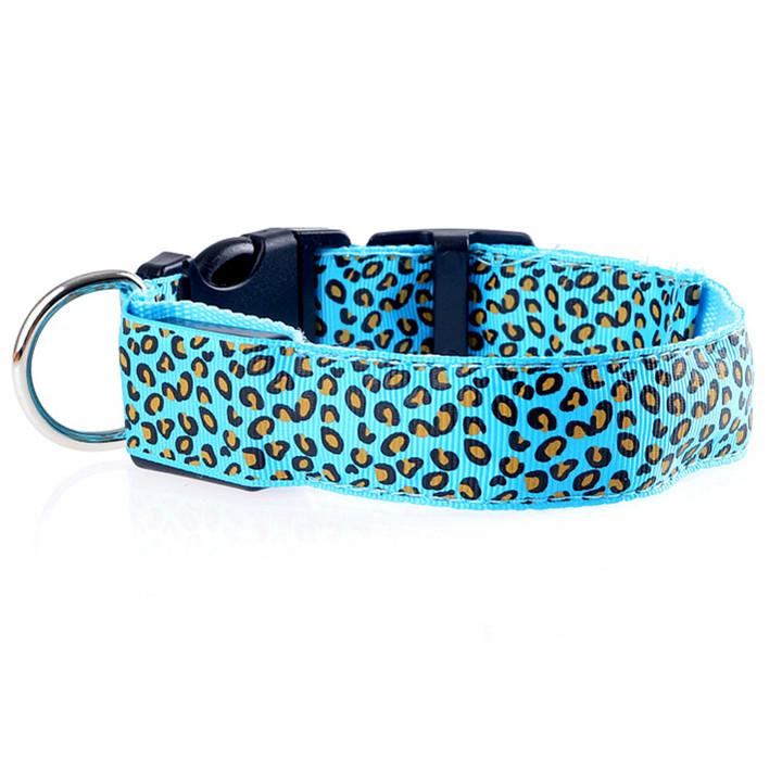 Collar De Perro Led Ajustable De Leopardo De Moda 