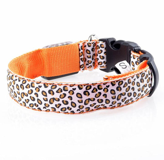 Collar De Perro Led Ajustable De Leopardo De Moda 