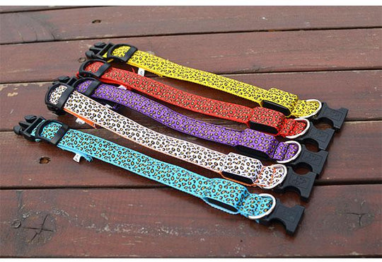 Collar De Perro Led Ajustable De Leopardo De Moda 