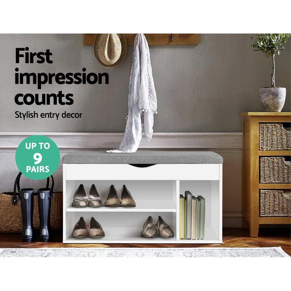 Artiss Shoe Cabinet Bench Shoes Organiser Storage Rack Shelf White