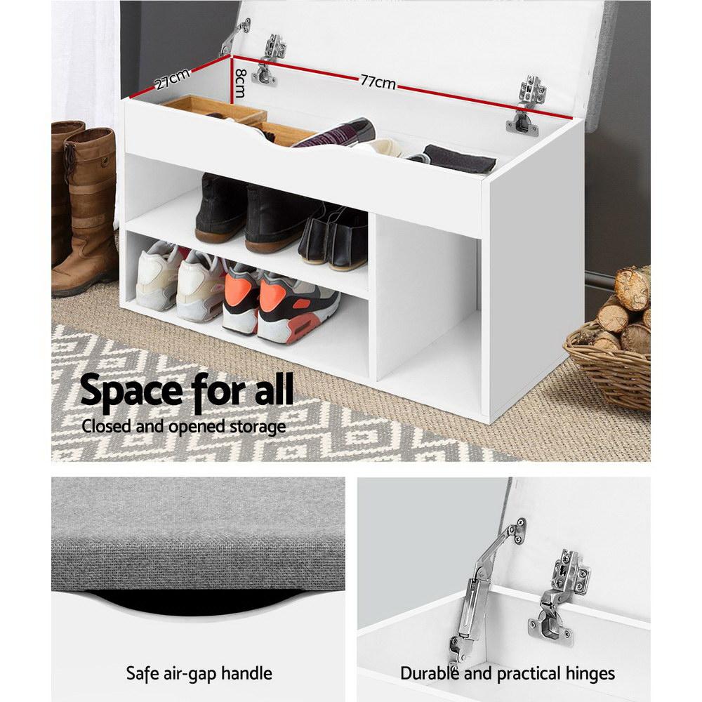 Artiss Shoe Cabinet Bench Shoes Organiser Storage Rack Shelf White