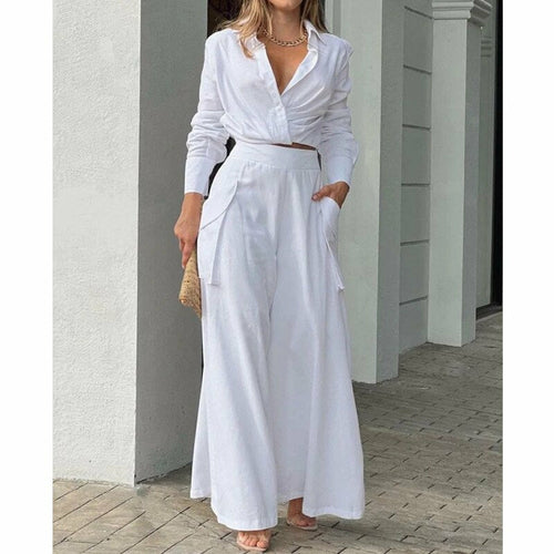 Shirt Long Pants Suits 2 Piece Set