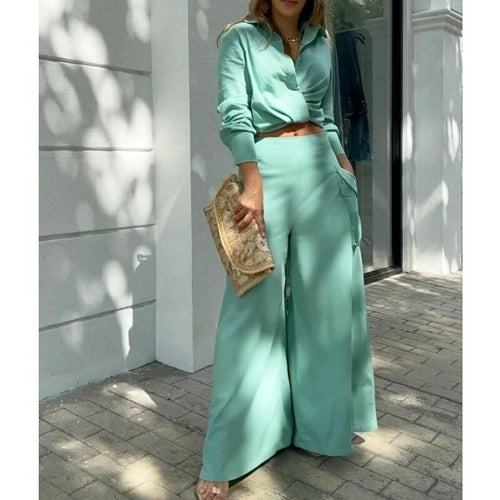 Shirt Long Pants Suits 2 Piece Set