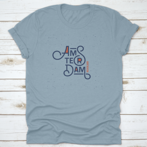 Vintage-Handschriftzug Amsterdam. T-Shirt Kleidung Modedruck