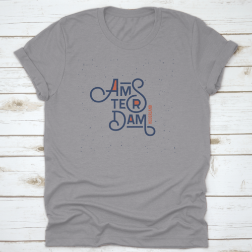 Vintage Hand Lettering Amsterdam. T-Shirt Clothing Fashion Print