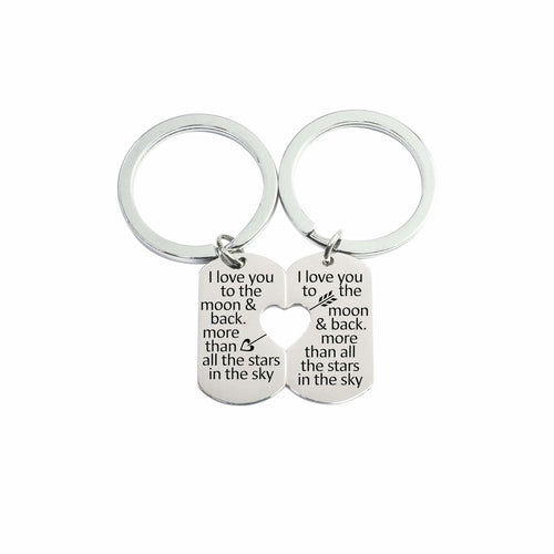 Solid Stainless Steel Heart Cutout Inspirational Keychain Set By Pink