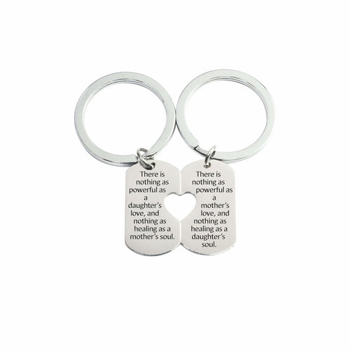 Solid Stainless Steel Heart Cutout Inspirational Keychain Set By Pink