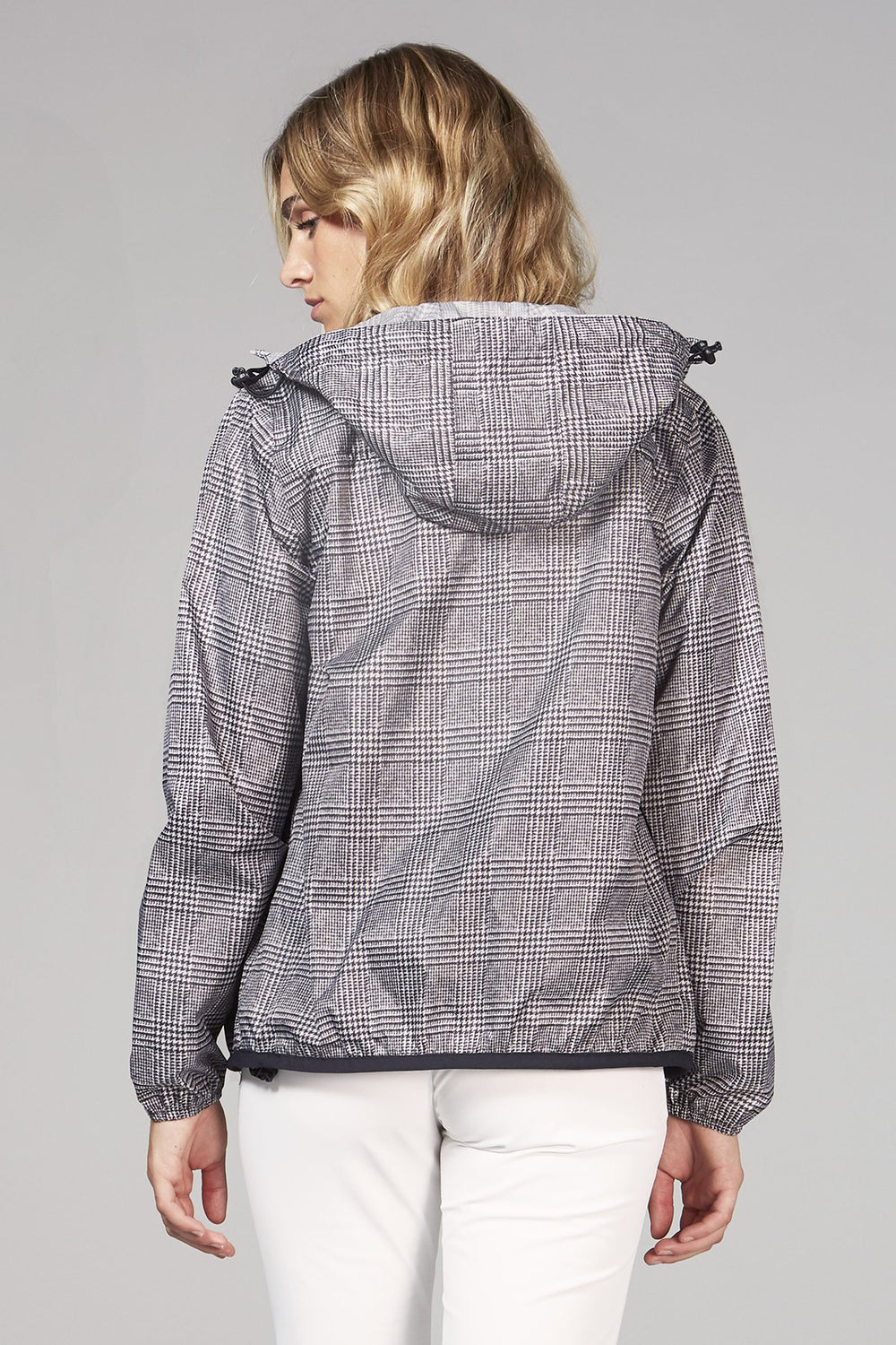 Sloane Print - chaqueta impermeable plegable a cuadros con cremallera completa