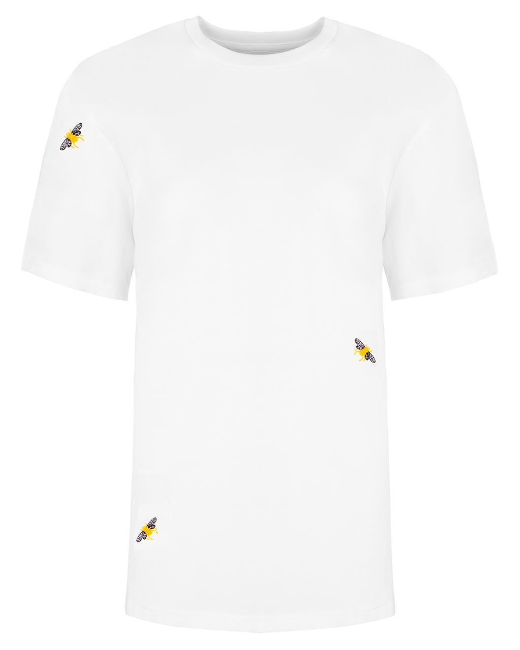 T-Shirt mit Bienen-Stickerei, Weiß