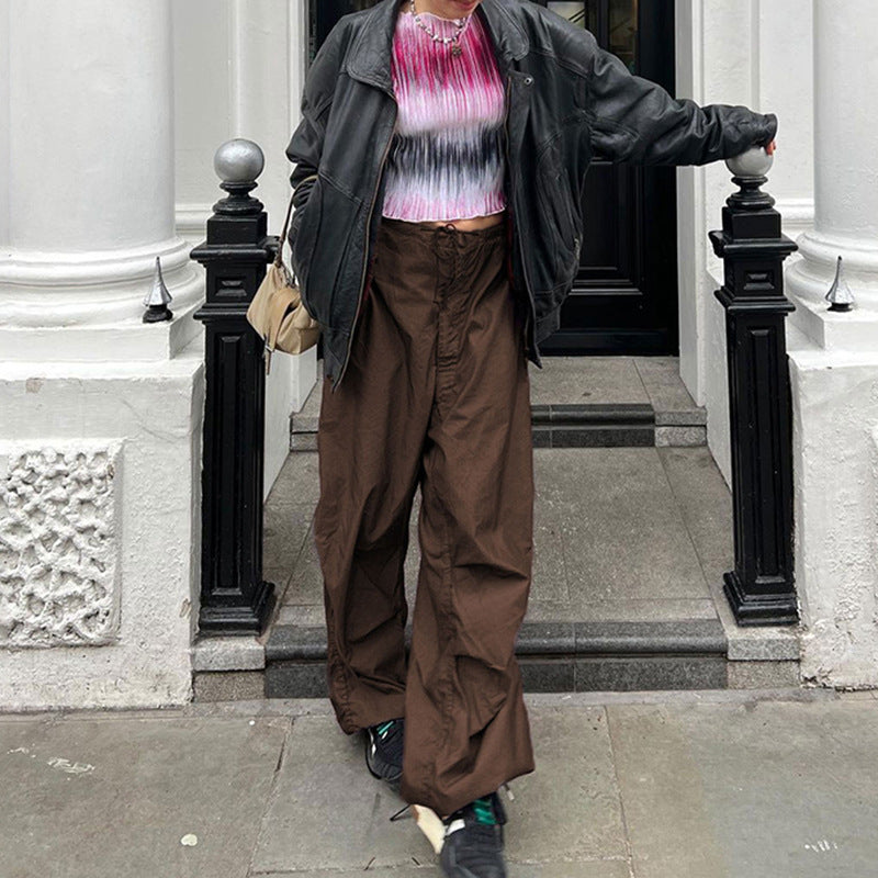 Streetwear Jogger Baggy Hose Lose Weites Bein Damen Punk Jogginghose