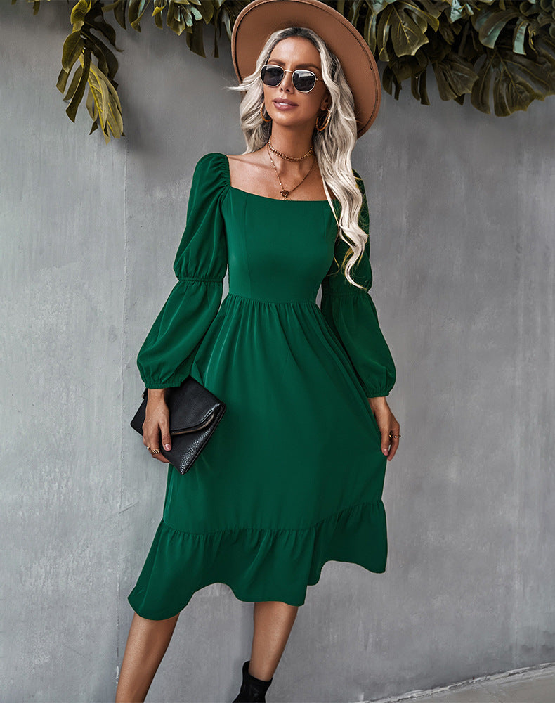 Solid Color A-Line Dress for Women