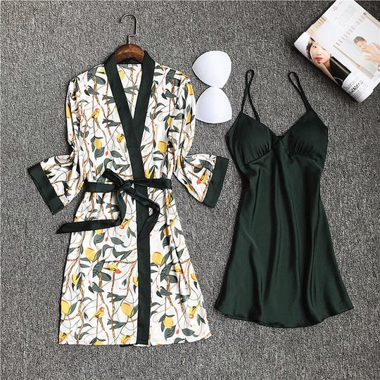 Pyjama-Sets, Nachthemd-Robe-Set für Damen