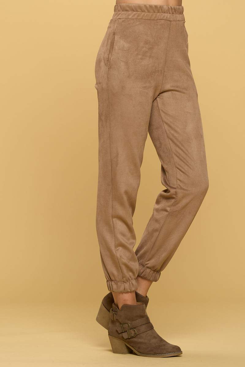 Suede Jogger Pants with Pockets