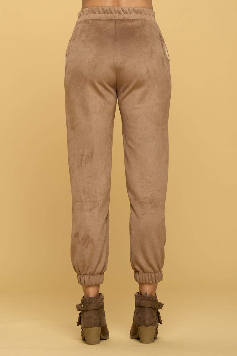 Suede Jogger Pants with Pockets