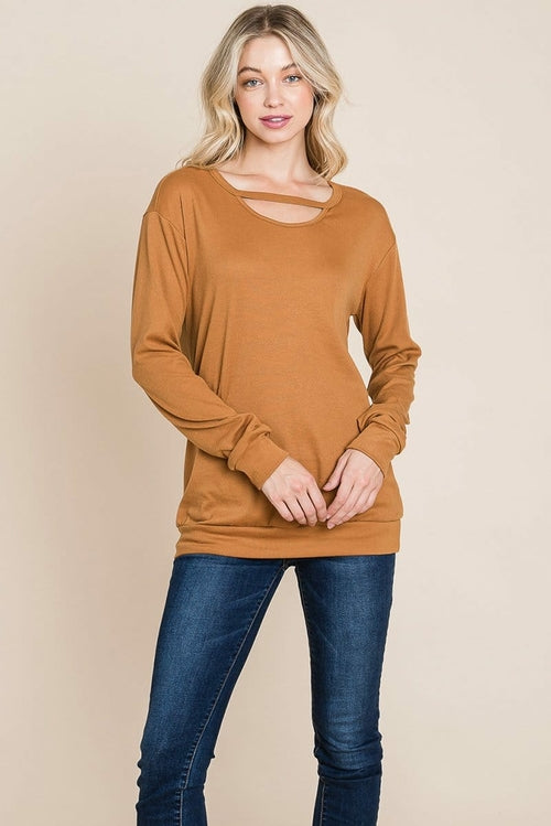 Cut out Knit Sweatshirts Tops