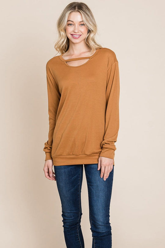 Cut out Knit Sweatshirts Tops