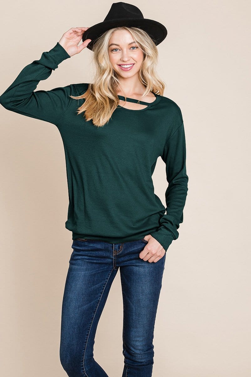 Cut out Knit Sweatshirts Tops