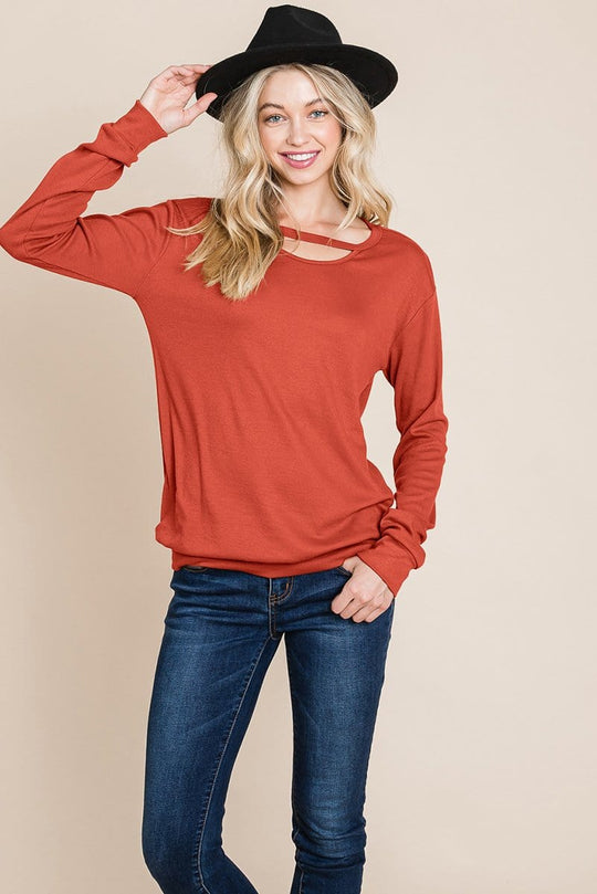 Cut out Knit Sweatshirts Tops