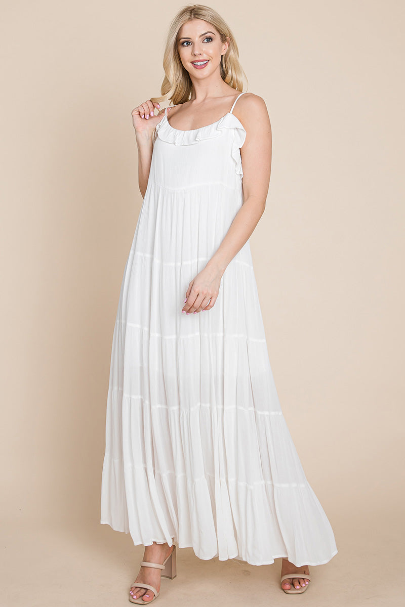 Tiered Tie Strap Cami Maxi Dress