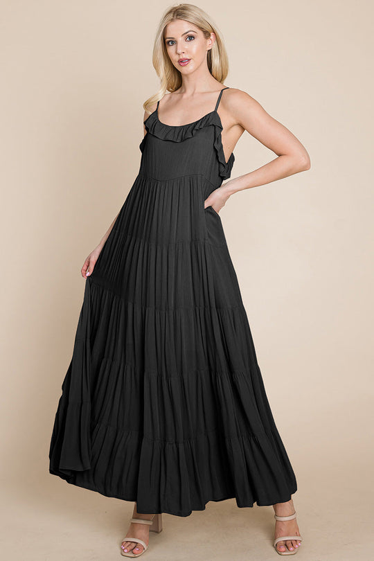 Tiered Tie Strap Cami Maxi Dress