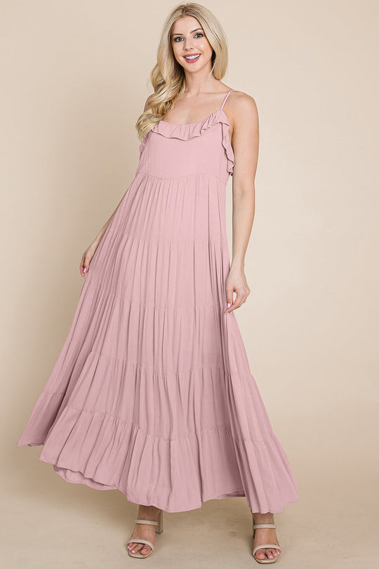 Tiered Tie Strap Cami Maxi Dress