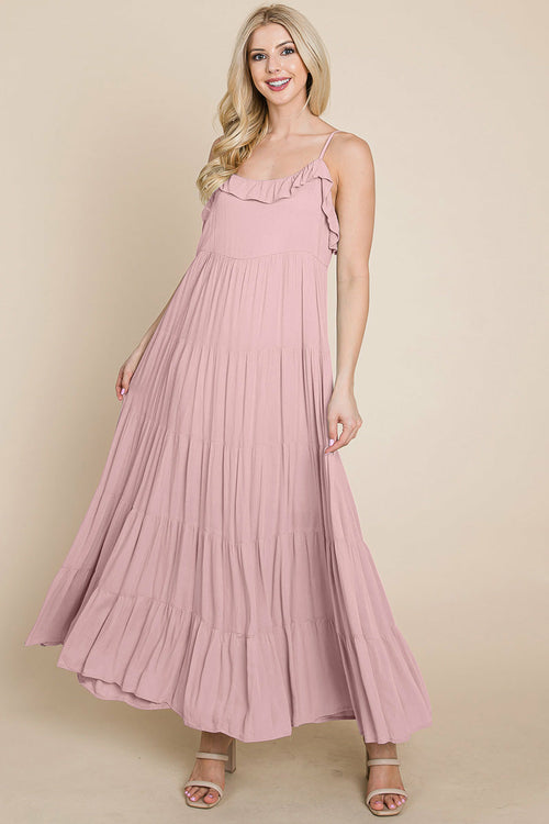 Tiered Tie Strap Cami Maxi Dress