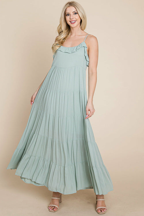 Tiered Tie Strap Cami Maxi Dress