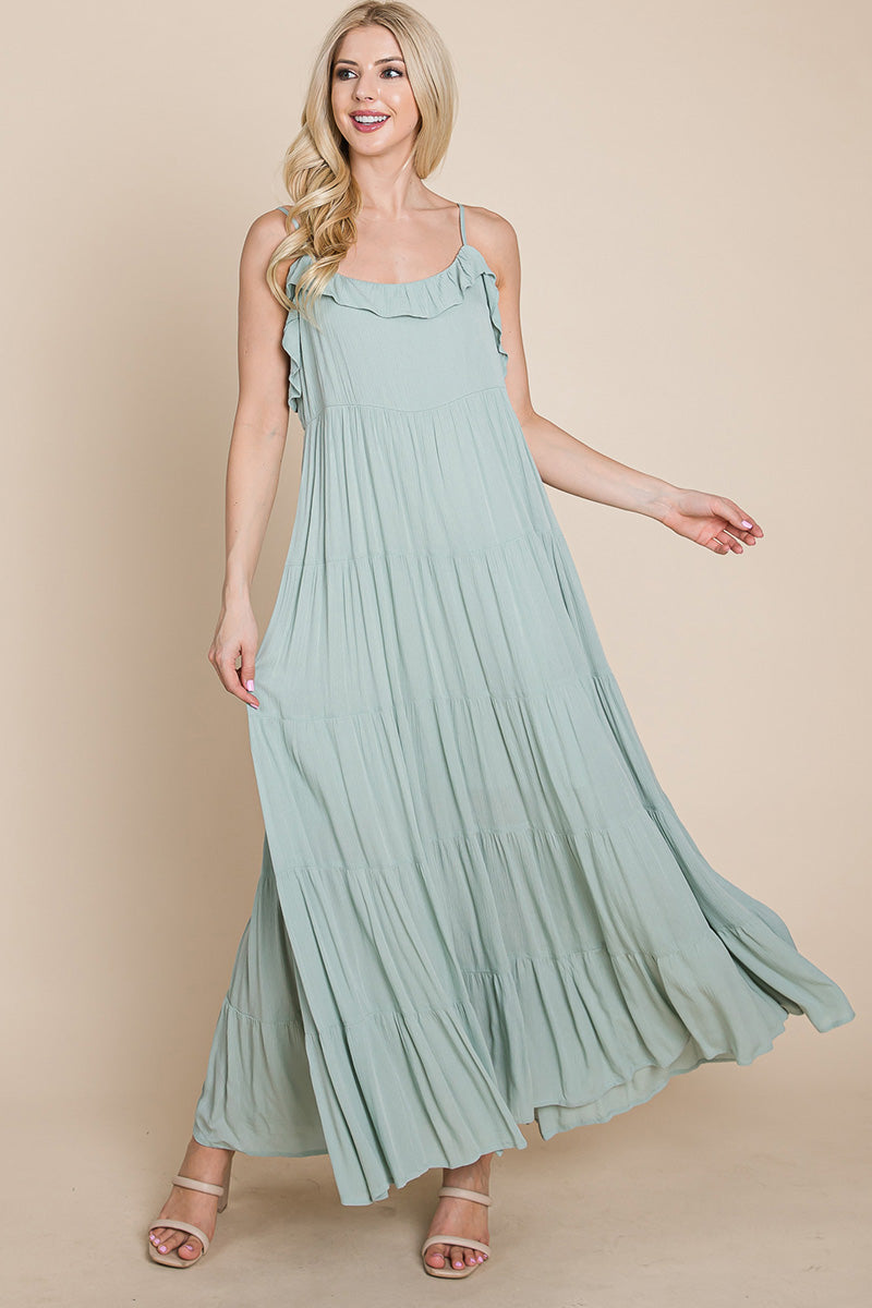 Tiered Tie Strap Cami Maxi Dress