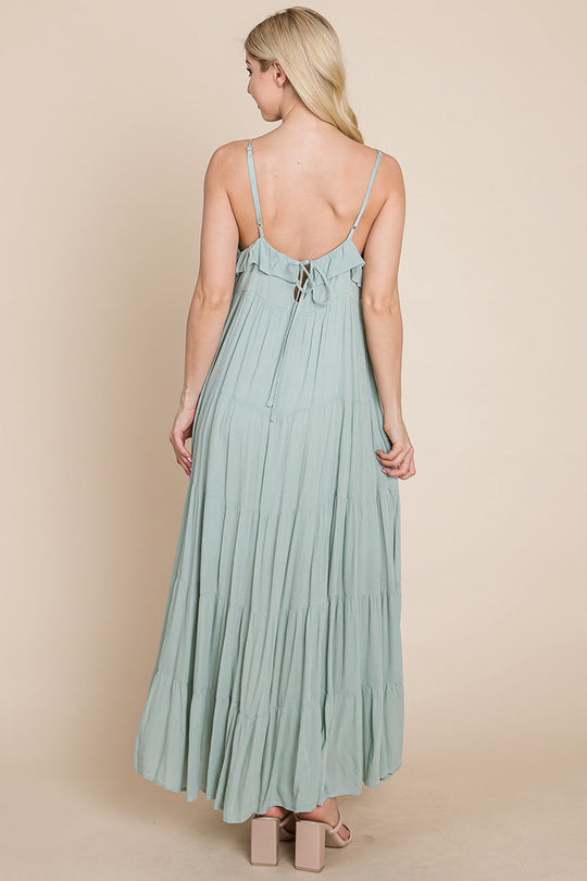 Tiered Tie Strap Cami Maxi Dress