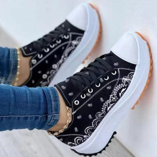 Zapatillas deportivas informales de moda con estampado de lona para mujer