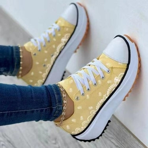 Zapatillas deportivas informales de moda con estampado de lona para mujer